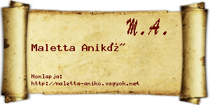 Maletta Anikó névjegykártya